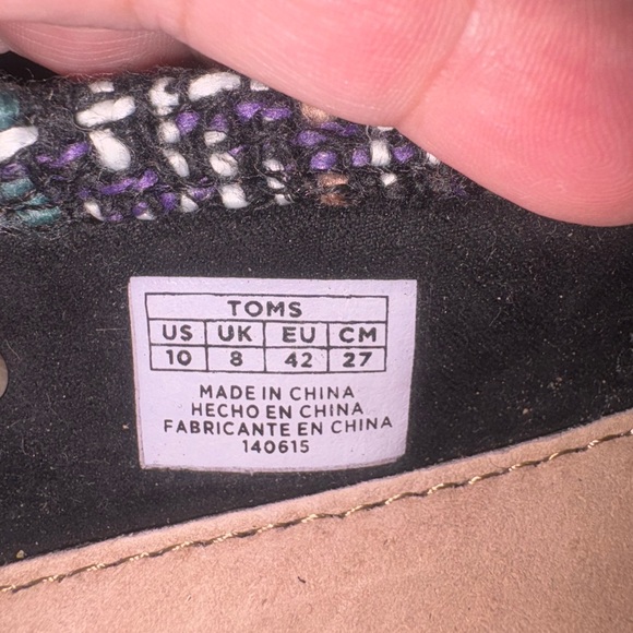 TOMS Black and White Tweed Slip-Ons - Picture 3 of 3